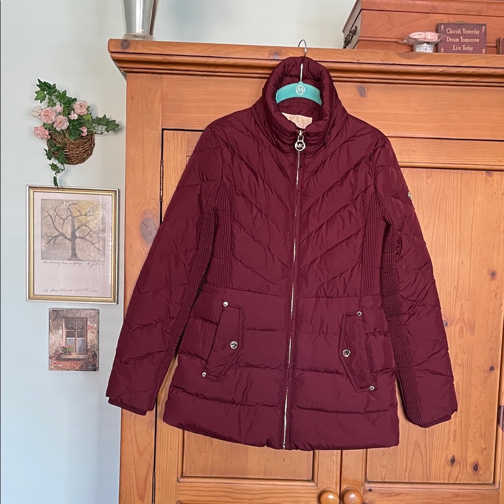 Michael Kors Burgundy Down Puffer Jacket